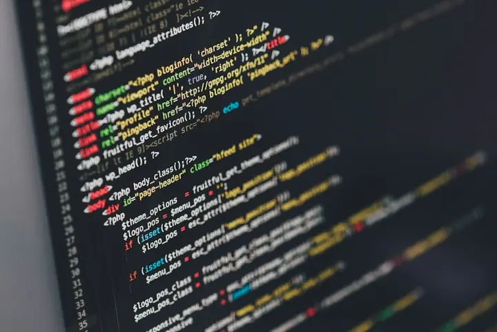 Software development code on a monitor