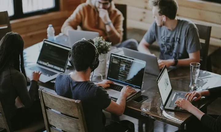 Professionals collaborating in an office